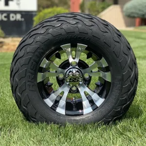 10" Vampire SS Wheels in Black and Machined Aluminum Finish and 20" Arisun Lightning Tires Combo- Set of 4