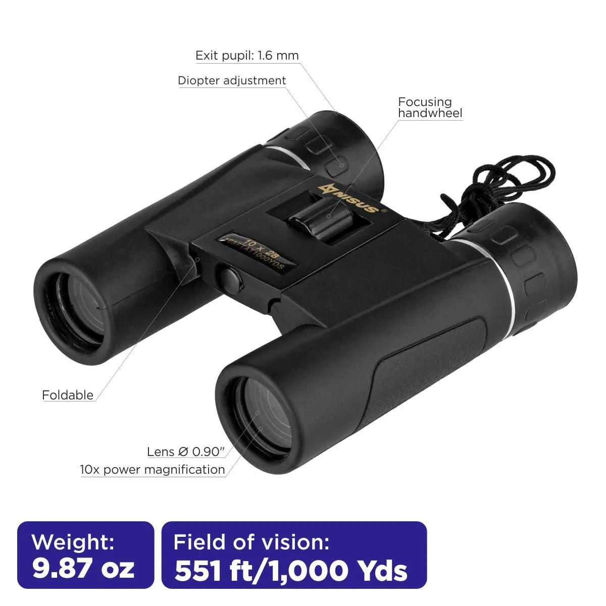 10x28 Power Adjustable Compact Field Binocular