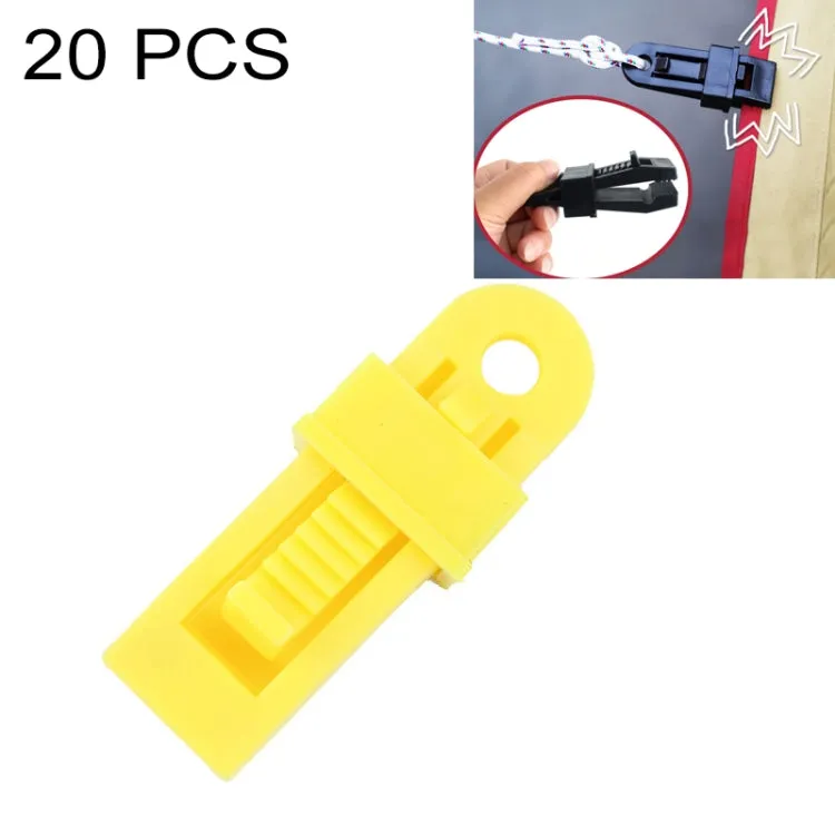 20 PCS Outdoor Tent Awnings Windproof Fixing Clip Multifunctional Wind Rope Buckle (Yellow)