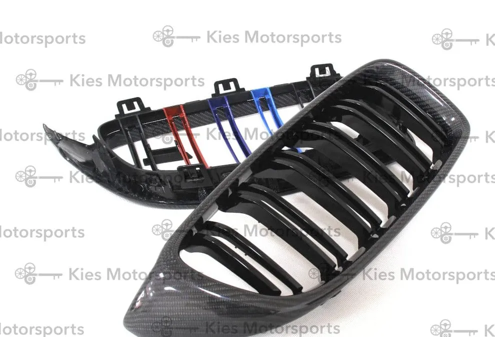 2014-2020 BMW 4 Series (F32 / F33 / F36) M4 Style Carbon Fiber Kidney Grilles (Various Finishes) - Also Fits OEM F82 M4 & F80 M3