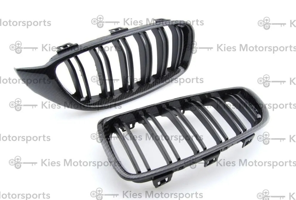 2014-2020 BMW 4 Series (F32 / F33 / F36) M4 Style Carbon Fiber Kidney Grilles (Various Finishes) - Also Fits OEM F82 M4 & F80 M3