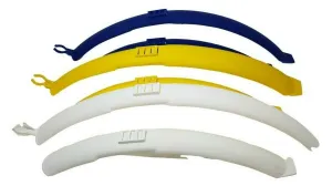 26" WHEEL CLIP ON BIKE MUDGUARDS, WHITE / BLUE OR YELLOW, ADULT BIKE, PLASTIC