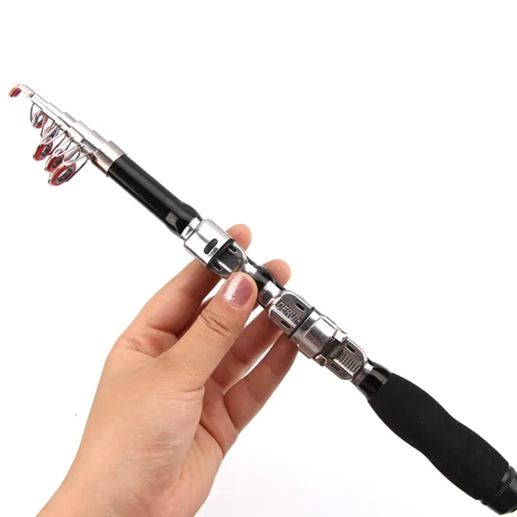 32cm Portable Telescopic Sea Fishing Rod Mini Fishing Pole, Extended Length : 1.5m, Black Clip Reel Seat