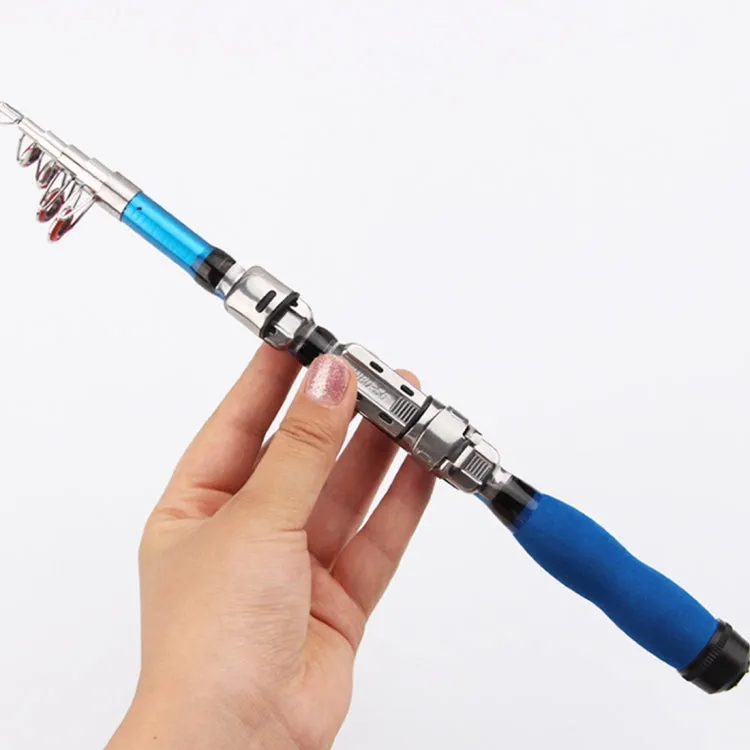 32cm Portable Telescopic Sea Fishing Rod Mini Fishing Pole, Extended Length : 1.5m, Blue Clip Reel Seat