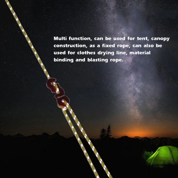 4m x 6 Rolls Outdoor Camping Tent Canopy Wind Rope Luminous Multi-Function Wind Rope Buckle Tent Fixed Rope( S Buckle-Black)