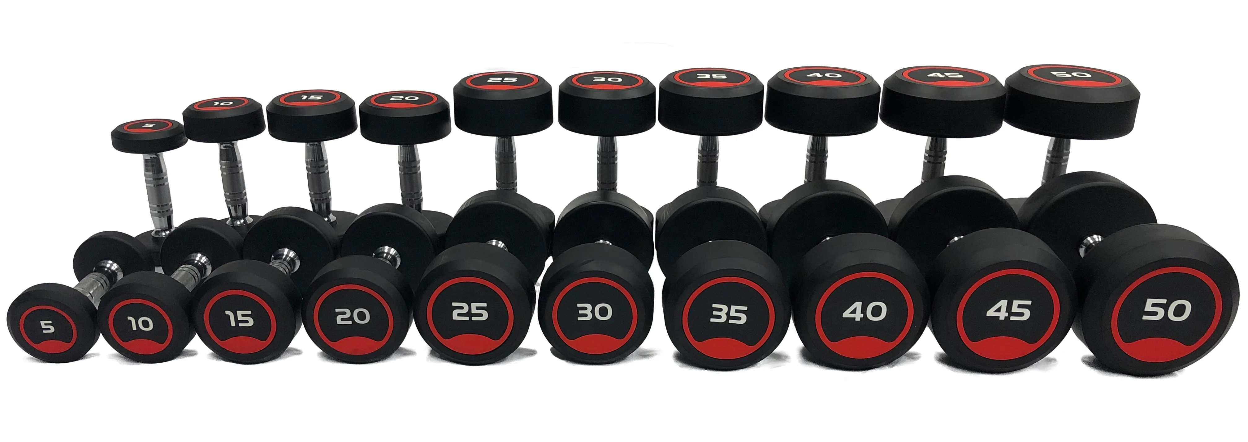 5LB-50LB Pro Style Rubber Dumbbell Set