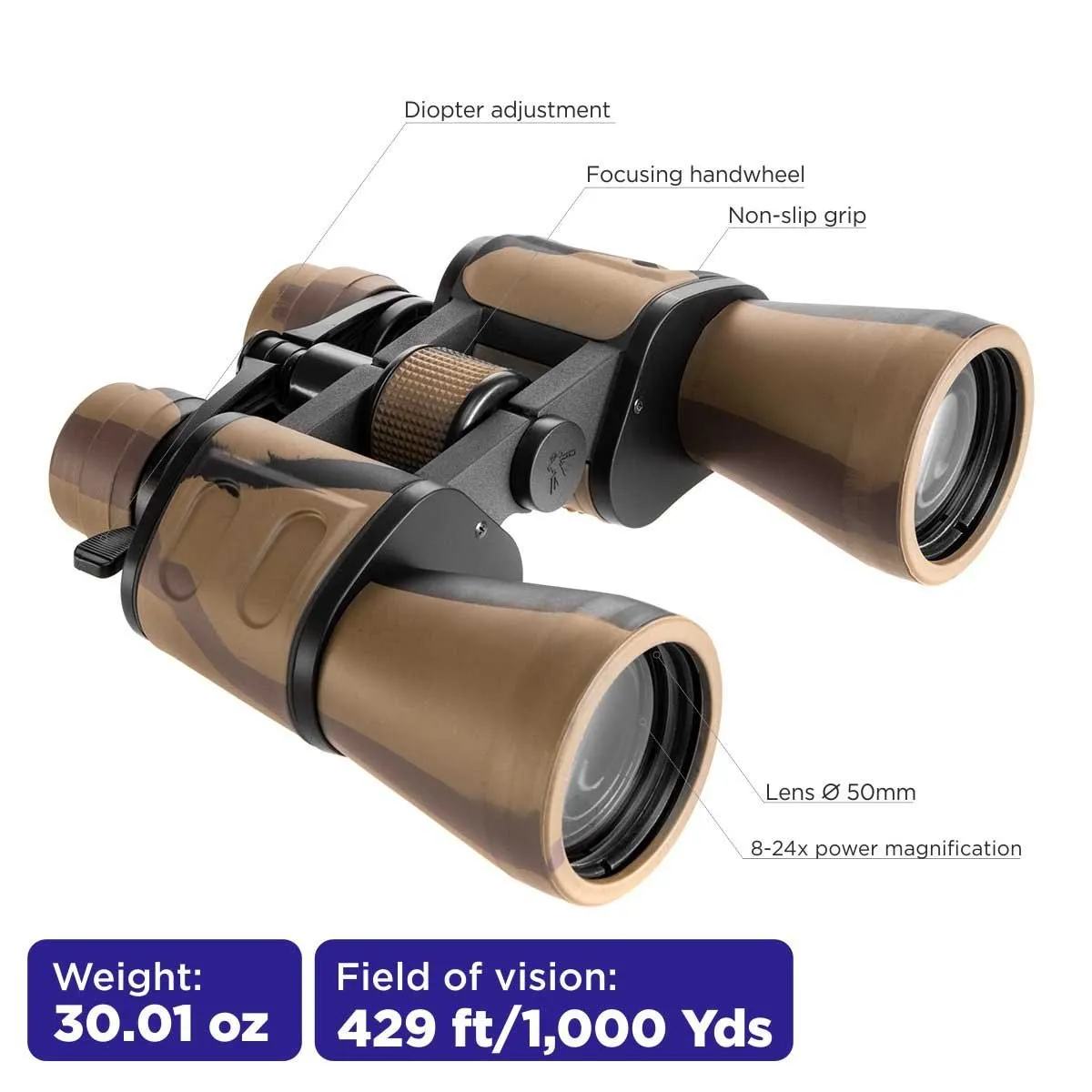 8-24x50 Hunter's Binocular with Travel Case