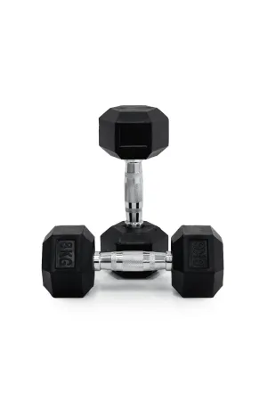 8kg Body Iron Commercial Rubber Hex Dumbbell Pair