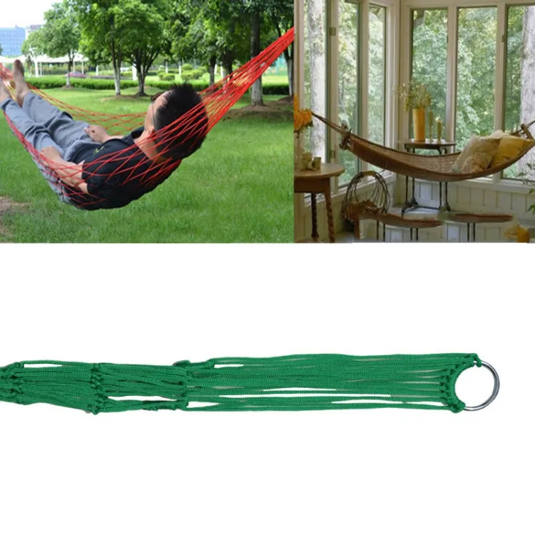 9 Strand Nylon Rope Hammock Portable Camping Leisure Mesh Hammock(Green)