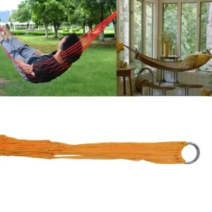 9 Strand Nylon Rope Hammock Portable Camping Leisure Mesh Hammock(Orange)