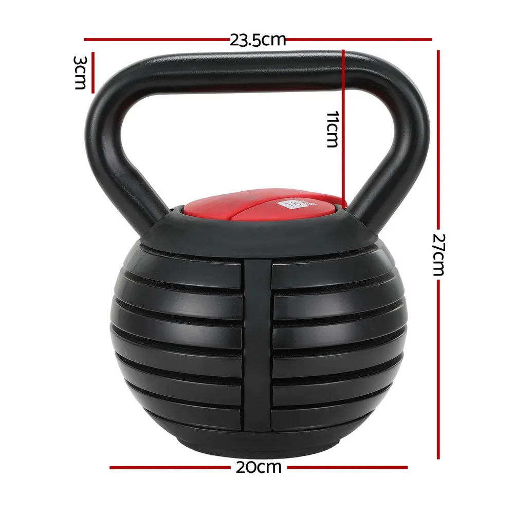 Adjustable Cast Iron Kettlebell Set 18kg, Oversized Handle - Everfit