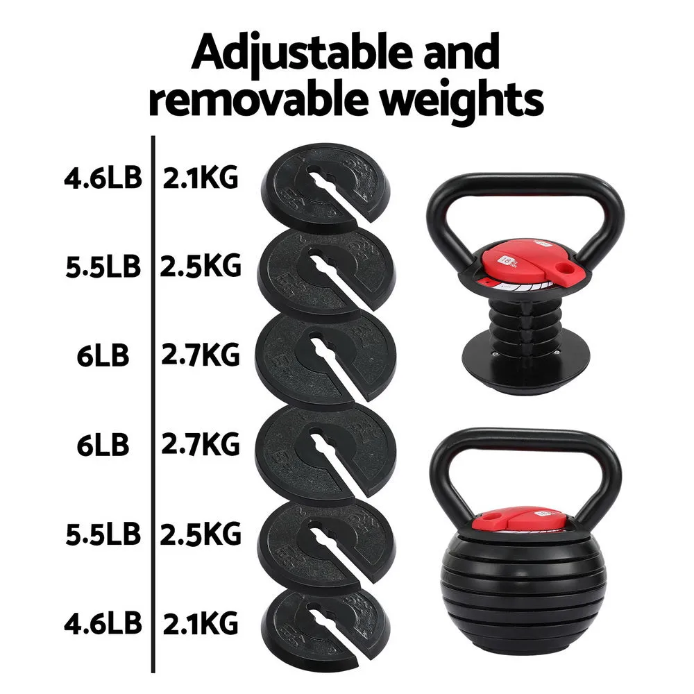 Adjustable Cast Iron Kettlebell Set 18kg, Oversized Handle - Everfit