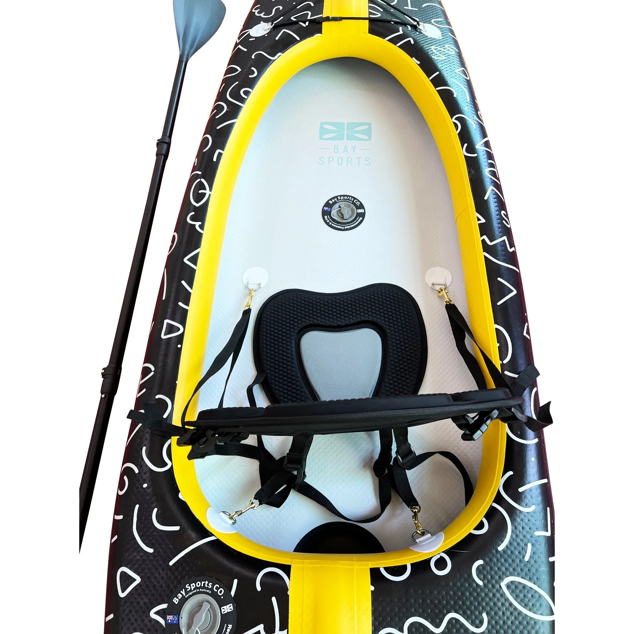 Air Glide Advance 385 - 3.85M Single Inflatable Kayak Black/Yellow