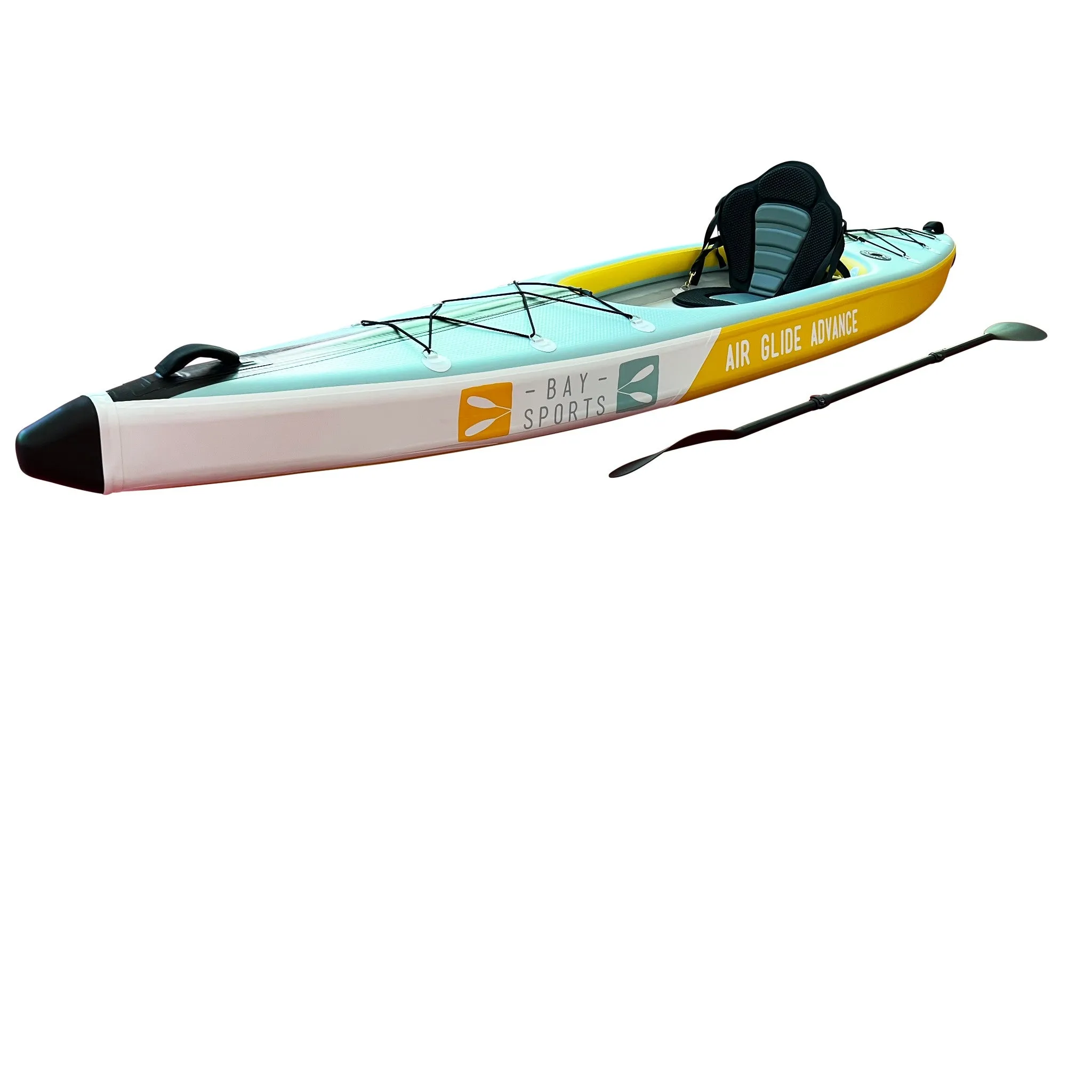 Air Glide Advance 385 - 3.85M Single Inflatable Kayak Black/Yellow