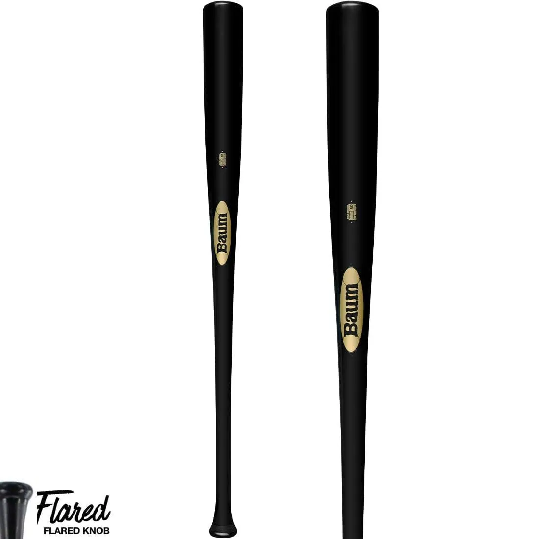 Baum Bat Gold Stock (-3) Maple Baseball Bat w/ Flared Handle: BBMFGSTOCKPRO-BK