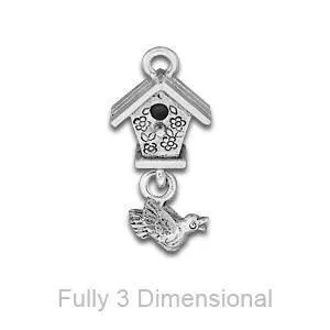 Birdhouse and Bird Charm