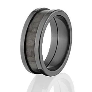 Black Zironium Carbon Fiber Ring, Carbon Fiber Wedding Rings