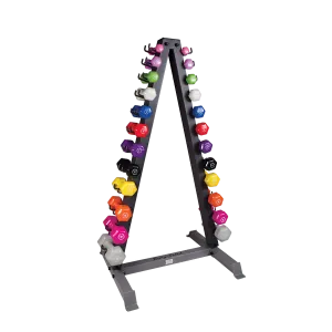 Body-Solid - 12 Pair Vinyl Rack with Rack, Includes GDR24 and pairs Vinyl Dumbbells 1-15lbs