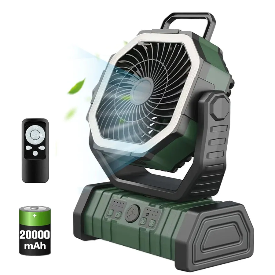 Camping Fan with LED Light and Powerful 20000mAh Power Bank