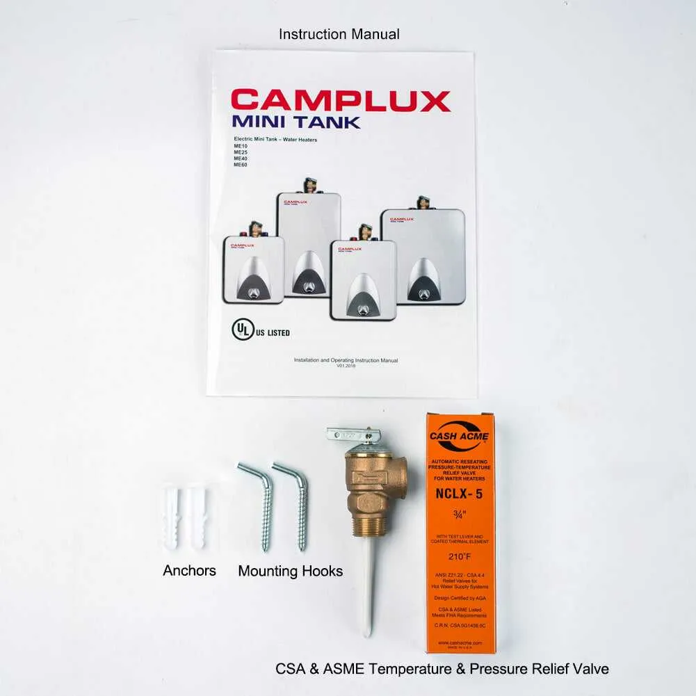 Camplux Electric Mini Tank Point of Use Water Heater 120V - 1.3 Gallon