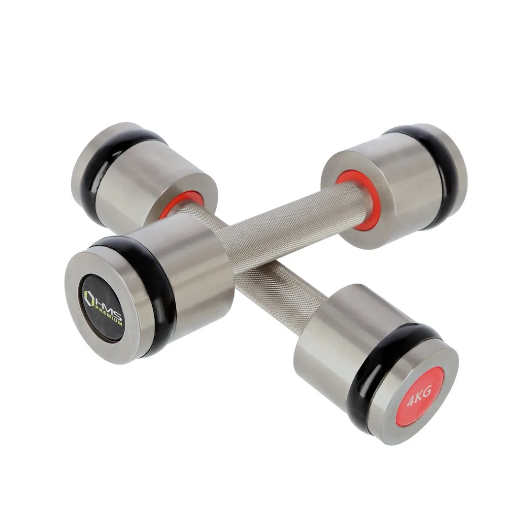 Chrome Dumbbells 2X4 Kg Silicone Elements Hms Premium Hh04