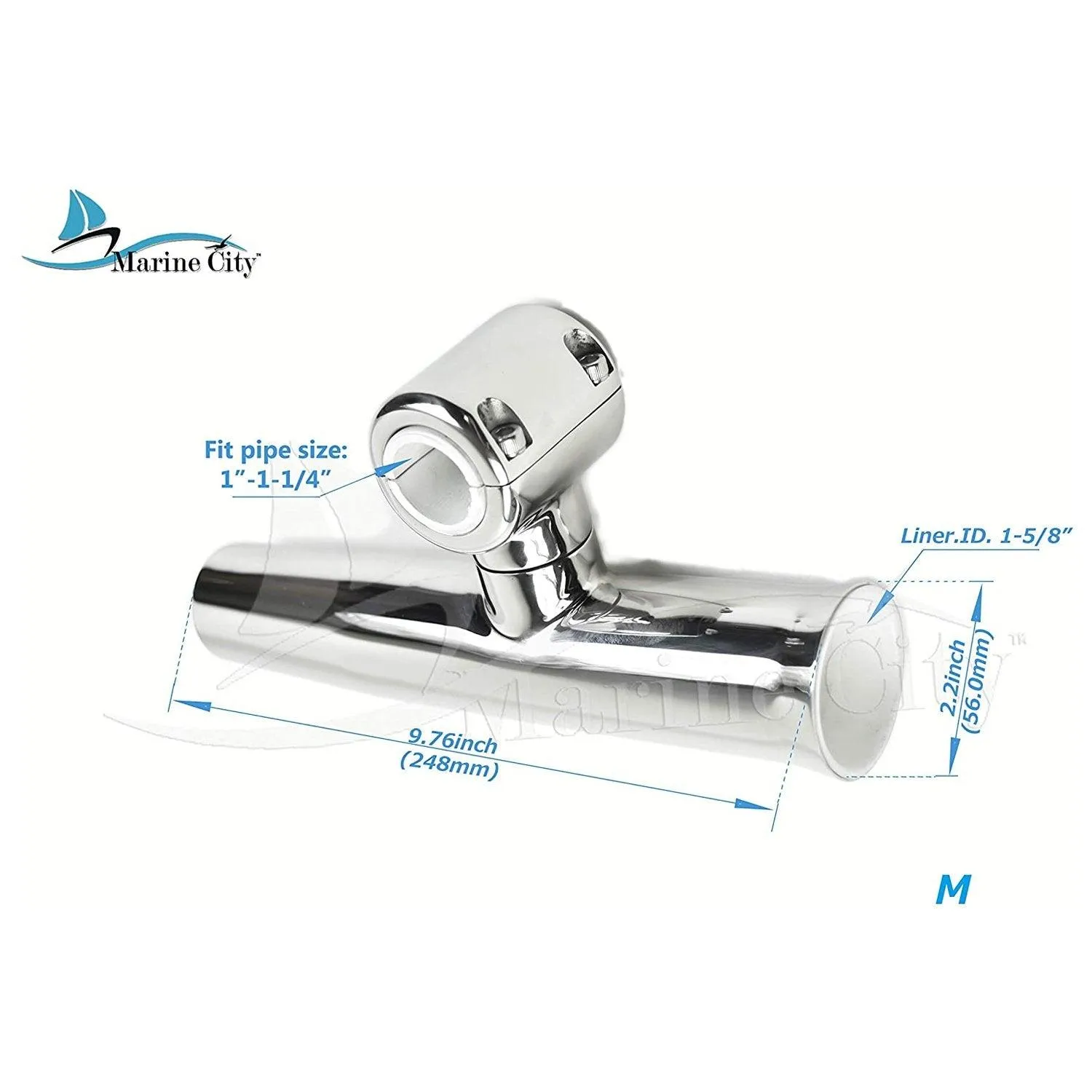 Clamp-on Adjustable Fishing Rod Holder for 1" and 1-1/4" Rails