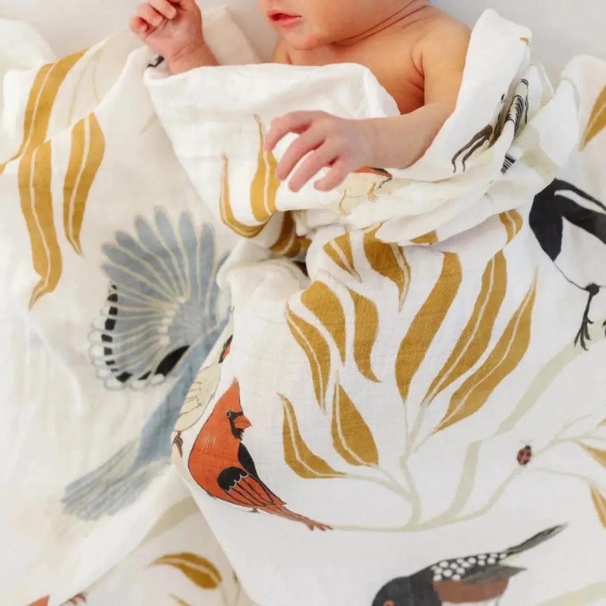 Clementine Kids - Cotton Muslin Swaddle - Birds