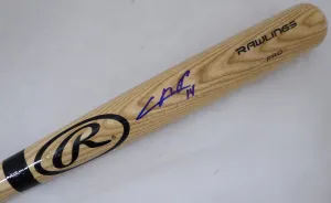 Cristian Pache Autographed Blonde Rawlings Baseball Bat Atlanta Braves Beckett BAS Stock #186810