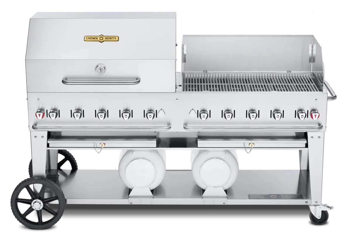 Crown Verity Premium Mobile Grill Club Series 72" with Roll Dome & Windguard