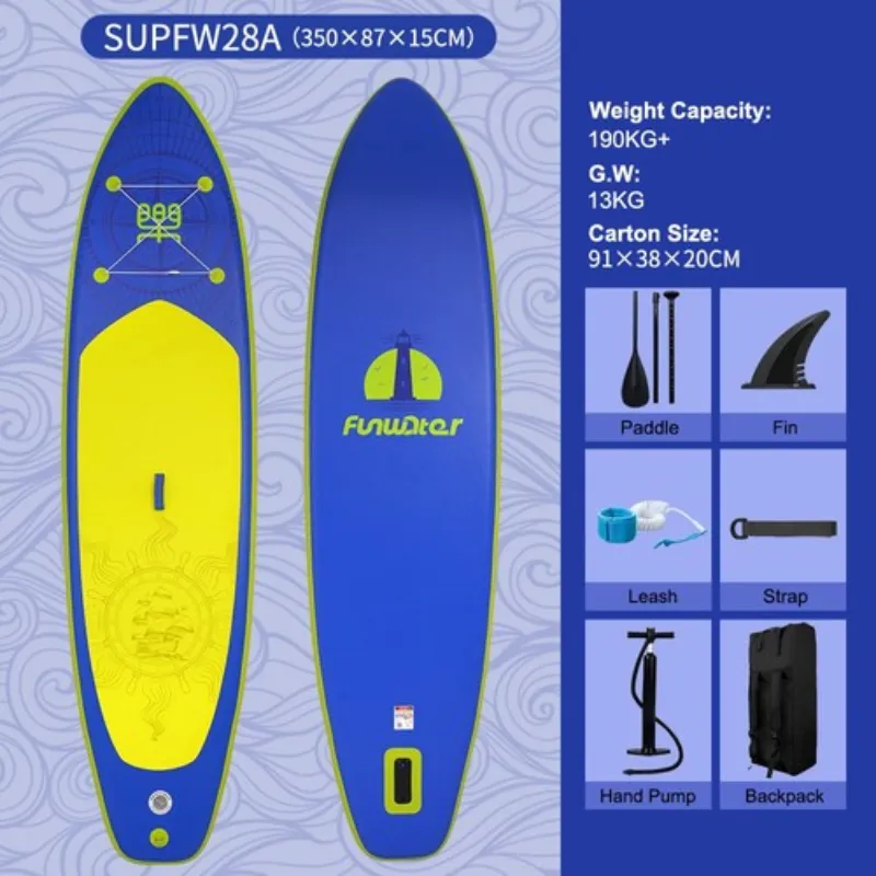 Funwater 11'6" Inflatable Paddle Board SUP - Persian Blue