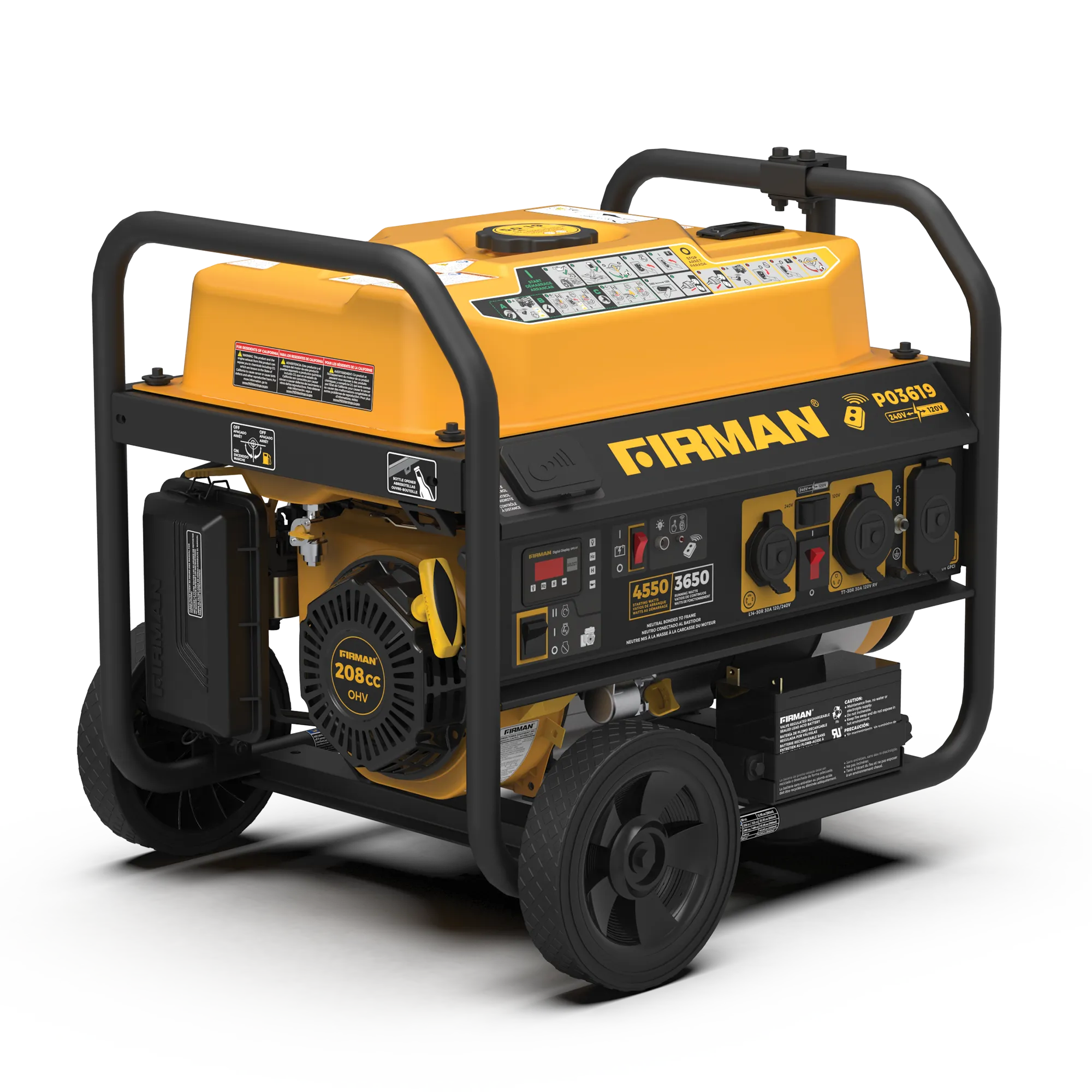 Gas Portable Generator 4550W Remote Start 120/240V