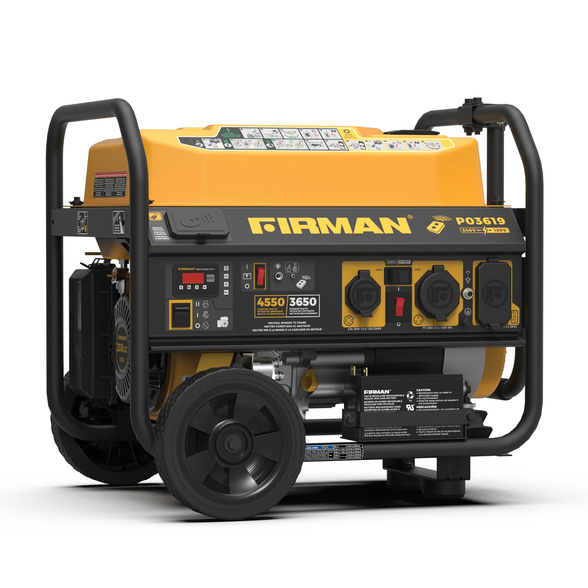 Gas Portable Generator 4550W Remote Start 120/240V