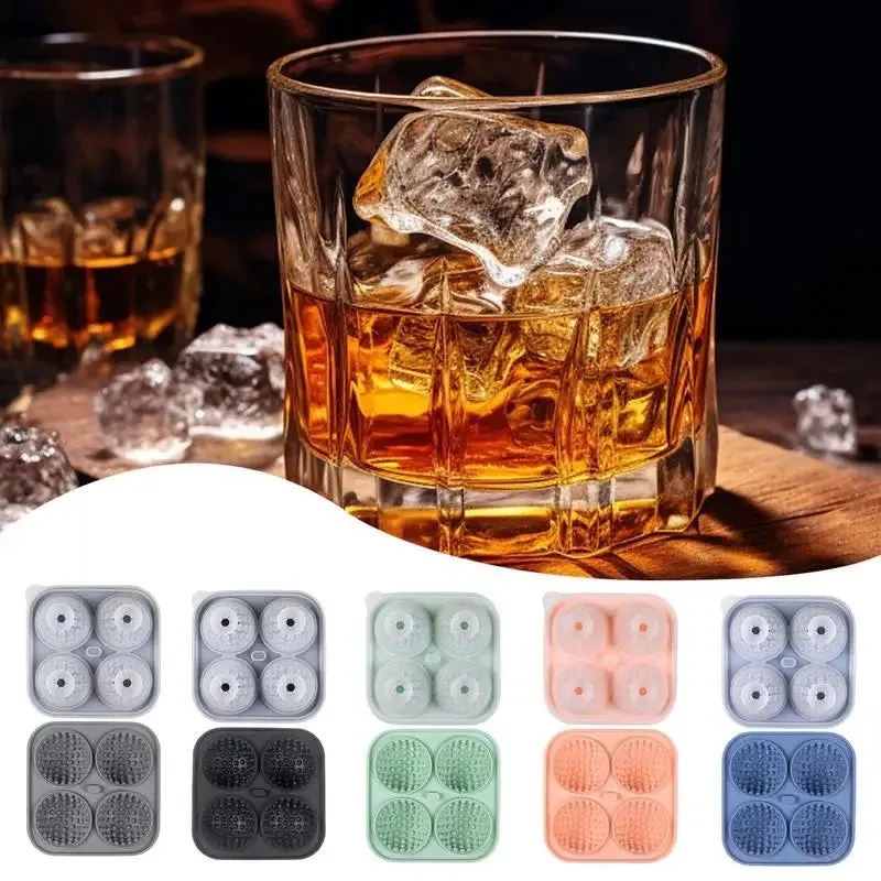 Golf Silicone Ice Ball Round Mold Whiskey Special 4 Golf Ice Grid Mold Kitchen Tool For Whisky Cocktail Cola Baby Food And Drink