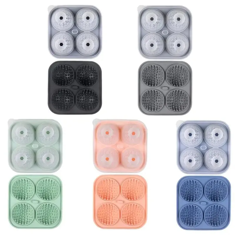 Golf Silicone Ice Ball Round Mold Whiskey Special 4 Golf Ice Grid Mold Kitchen Tool For Whisky Cocktail Cola Baby Food And Drink