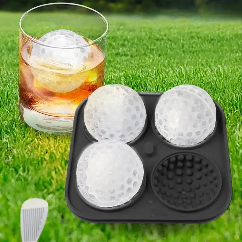 Golf Silicone Ice Ball Round Mold Whiskey Special 4 Golf Ice Grid Mold Kitchen Tool For Whisky Cocktail Cola Baby Food And Drink