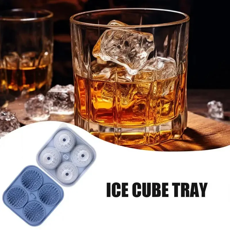 Golf Silicone Ice Ball Round Mold Whiskey Special 4 Golf Ice Grid Mold Kitchen Tool For Whisky Cocktail Cola Baby Food And Drink