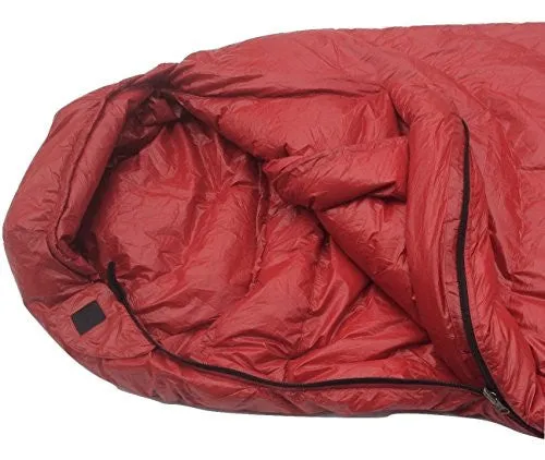 Hyke & Byke Ultralight Down Sleeping Bag: 3-Season 32 Degree Mummy Bag Under 2 LBS - The Lightest, Highest Quality Bag for Thru Hiking, Backpacking, and Camping (Maroon, Regular)