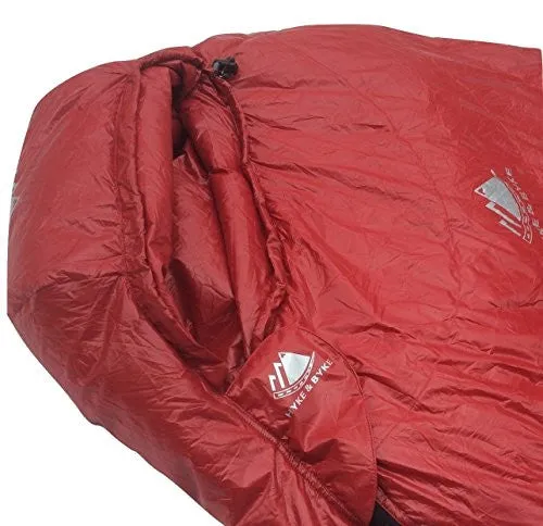 Hyke & Byke Ultralight Down Sleeping Bag: 3-Season 32 Degree Mummy Bag Under 2 LBS - The Lightest, Highest Quality Bag for Thru Hiking, Backpacking, and Camping (Maroon, Regular)