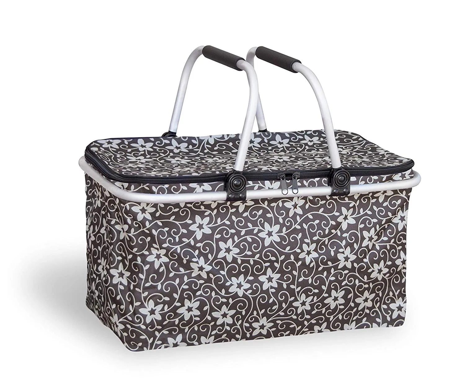 Insulated Fold-able Collapsible Picnic Basket with Carrying Handles