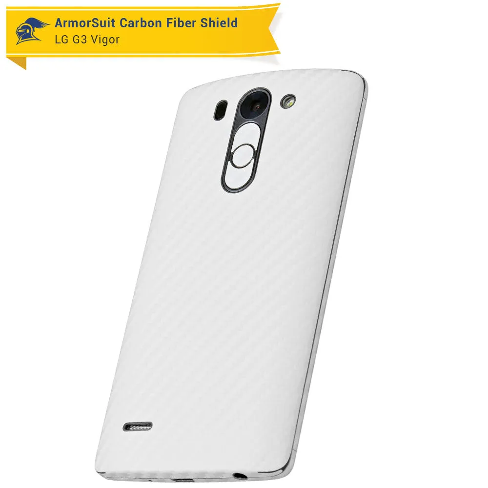 LG G3 Vigor Screen Protector   White Carbon Fiber Film Protector