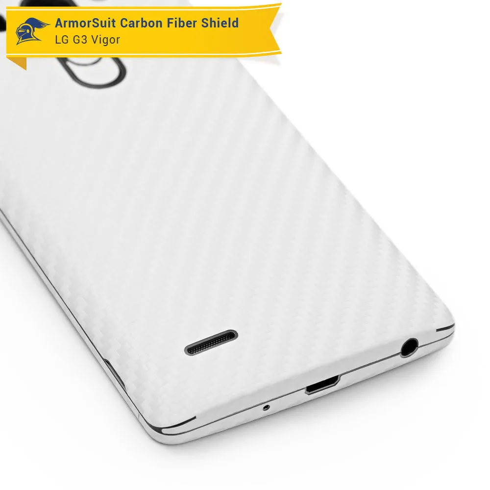 LG G3 Vigor Screen Protector   White Carbon Fiber Film Protector