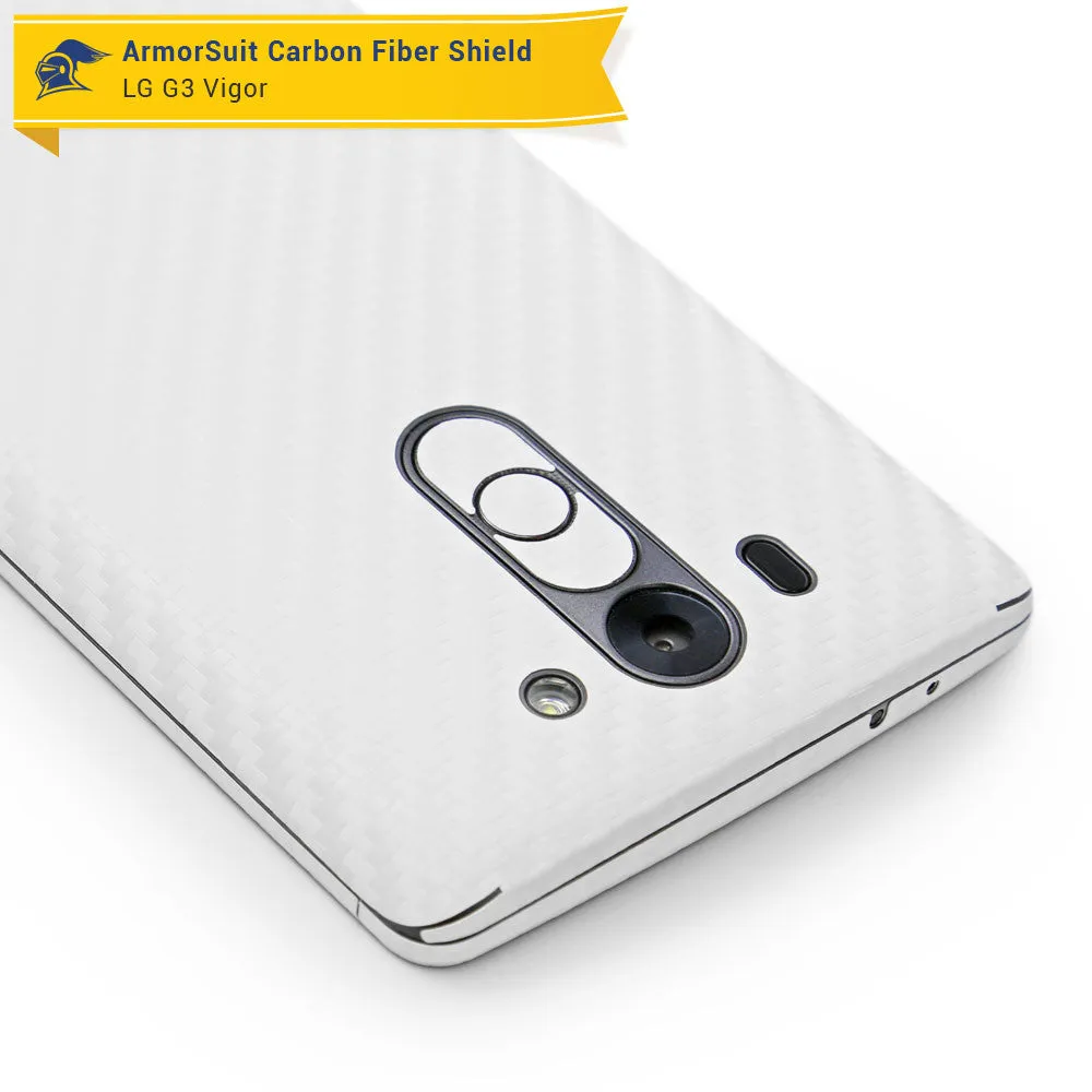 LG G3 Vigor Screen Protector   White Carbon Fiber Film Protector