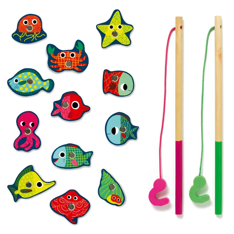 Magnetic Fishing Coloured, Djeco Wooden Toddler Game