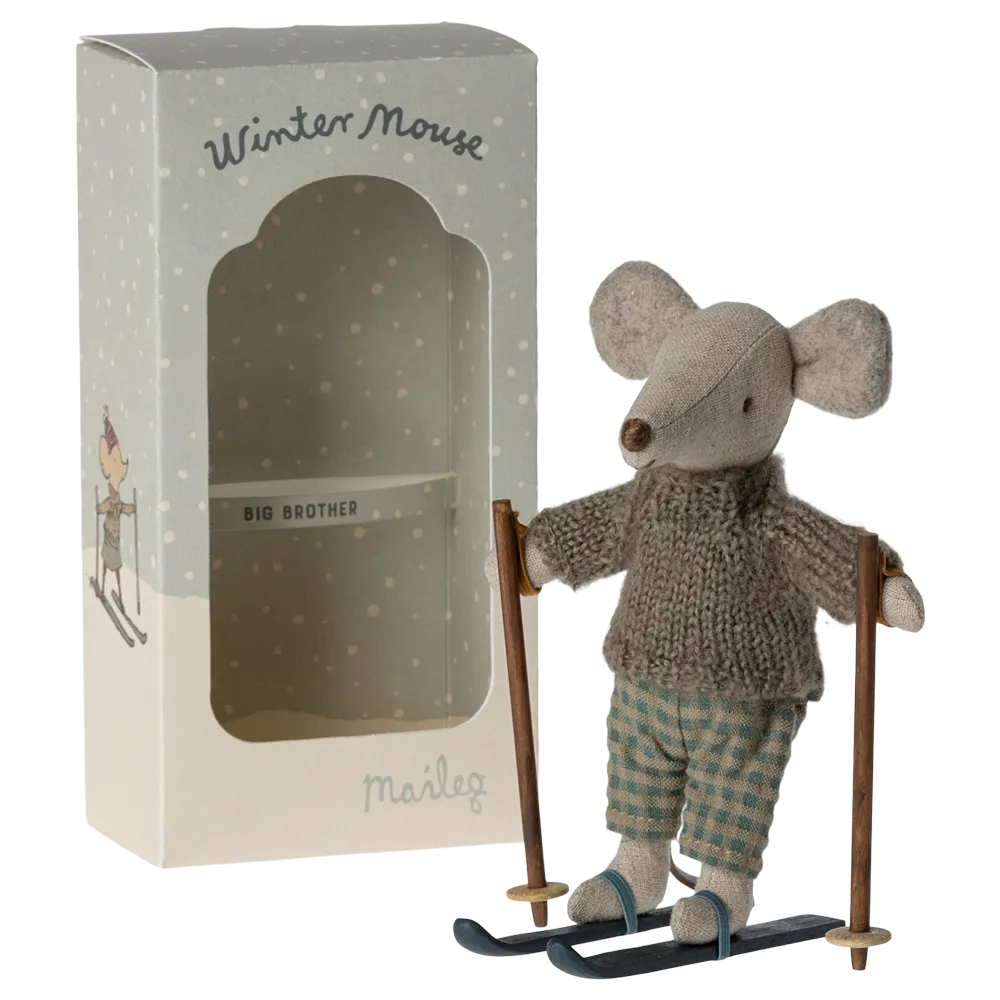 Maileg Winter Mouse with Ski Set, Big Brother