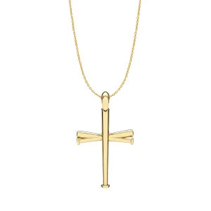 Mini Baseball Bat Cross Necklace | Gold