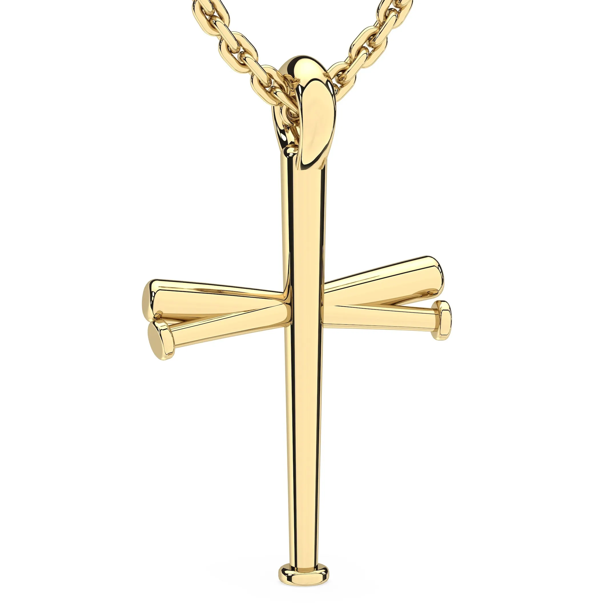 Original Baseball Bat Cross Necklace | Gold