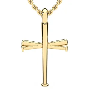 Original Baseball Bat Cross Necklace | Gold