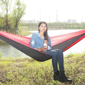 Outdoor Hammock Nylon Parachute Cloth Travel Camping Swing, Style: 3m x 2m (Black Red)