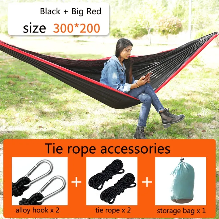 Outdoor Hammock Nylon Parachute Cloth Travel Camping Swing, Style: 3m x 2m (Black Red)