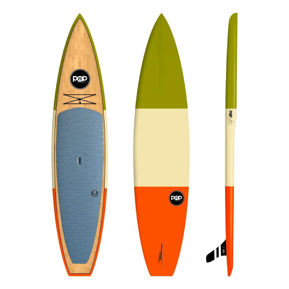 POP Board Co 12’0″ Americana Touring Stand Up Paddle Board SUP - Orange/Green/Cream